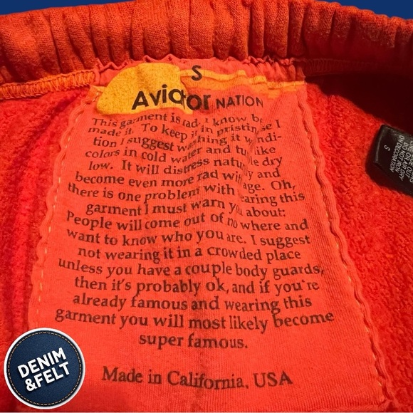 Aviator Nation Unisex Bolt Print Sweatpants/Joggers | Orange w/ Blue Bolt | EUC! - Picture 11 of 13